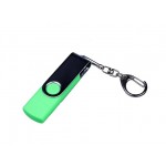 USB 2.0/micro USB/Type-C- флешка на 64 Гб c поворотным механизмом зеленый