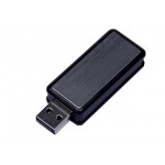 USB 2.0- флешка промо на 64 Гб прямоугольной формы, выдвижной механизм черный