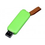 USB 2.0- флешка промо на 64 Гб прямоугольной формы, выдвижной механизм зеленый