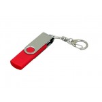 USB 2.0- флешка на 16 Гб с поворотным механизмом и дополнительным разъемом Micro USB красный/серебристый