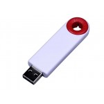 USB 2.0- флешка промо на 64 Гб прямоугольной формы, выдвижной механизм белый/красный