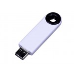 USB 2.0- флешка промо на 64 Гб прямоугольной формы, выдвижной механизм белый/черный