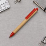 Ручка картонная шариковая «Эко 2.0» бежевый/красный