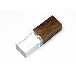 USB 2.0- флешка на 64 Гб прямоугольной формы коричневый/прозрачный с синей подсветкой