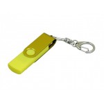 USB 2.0- флешка на 64 Гб с поворотным механизмом и дополнительным разъемом Micro USB желтый