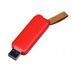 USB 2.0- флешка промо на 64 Гб прямоугольной формы, выдвижной механизм красный