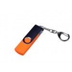 USB 2.0/micro USB/Type-C- флешка на 64 Гб c поворотным механизмом оранжевый