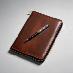 Бизнес-блокнот на молнии А5 «Fabrizio» с RFID защитой и ручкой коричневый