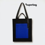 Шоппер Superbag Big Pocket, с карманом на молнии чёрный с синим