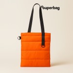 Шоппер Superbag Bubble, стёганый, с магнитной кнопкой оранжевый с чёрным