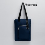 Шоппер Superbag Pocket, с внутренним креплением (карабин) и чехлом для мелочей темно-синий с чёрным