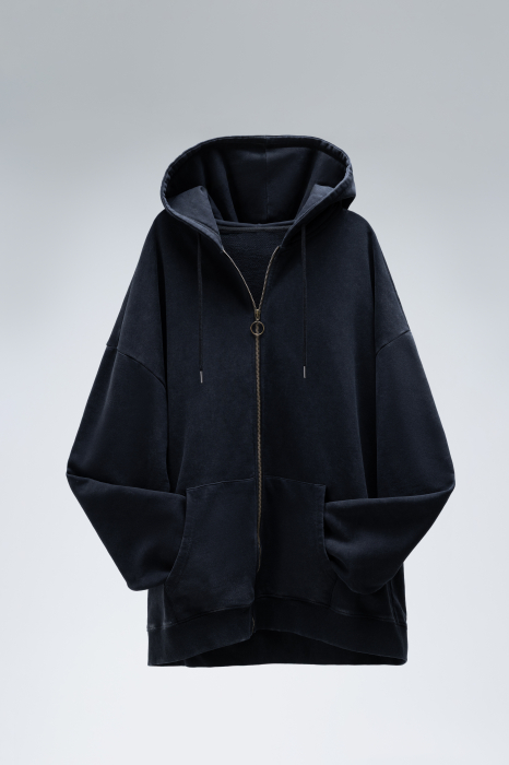 Толстовка  ОNE SIZE, с капюшоном на молнии футер без начёса 350, 72, Черный (20) (ONE SIZE)