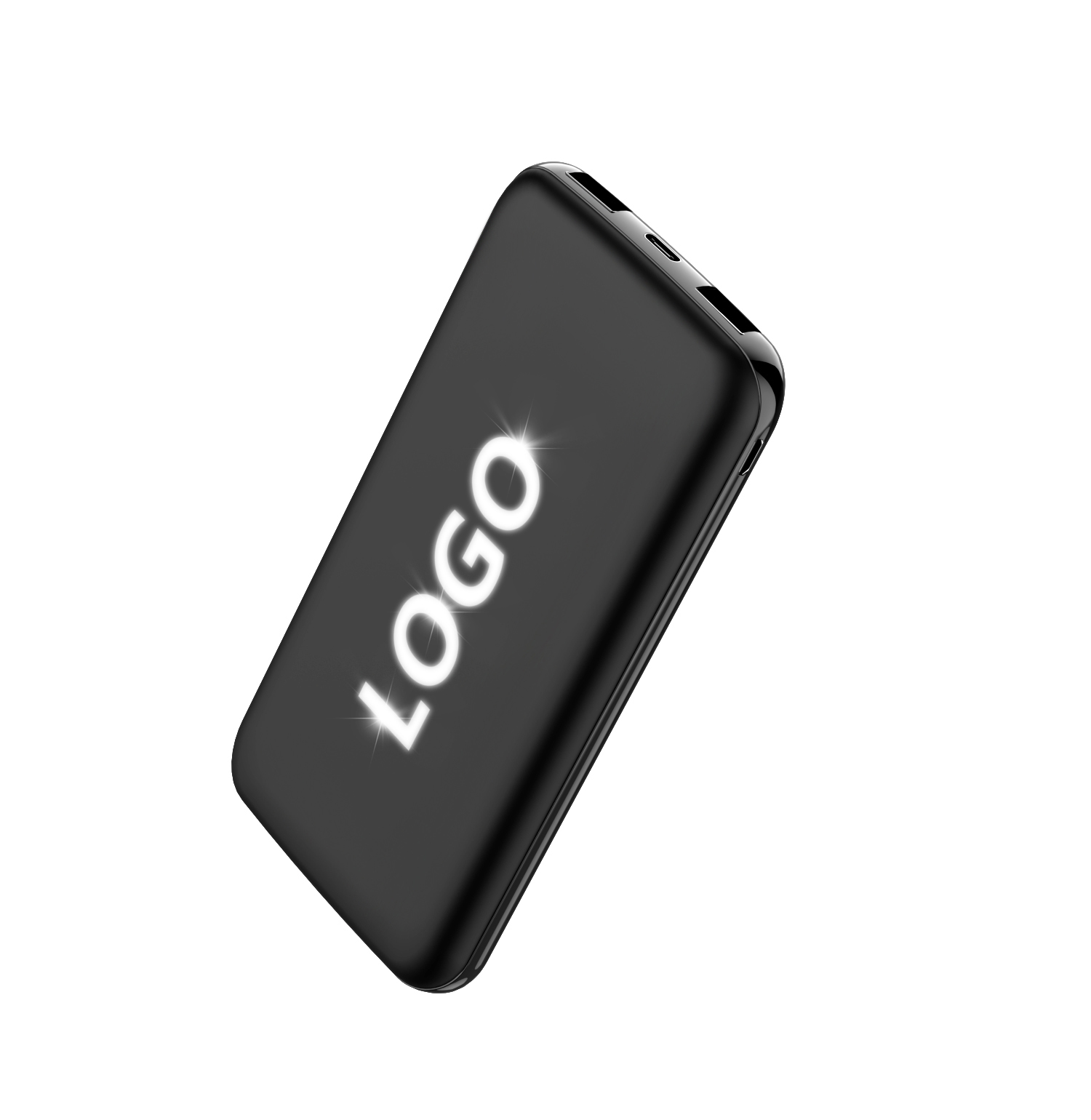 Внешний аккумулятор Kugo, 10000 mAh с подсветкой гравировки, черный