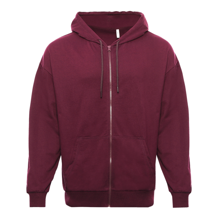 Толстовка мужская STAN с капюшоном на молнии футер без начёса 240, 99, Бордовый (166) (50/L)