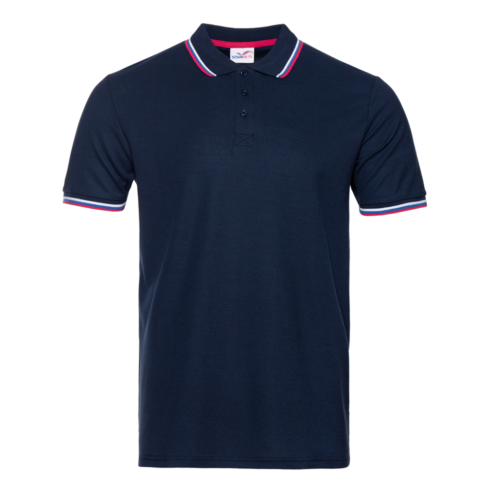 Рубашка поло унисекс STAN триколор  хлопок/полиэстер 185, 04R, Т-синий (46) (58/4XL)